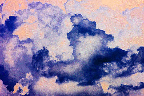 Abstract Line Design Ink Blue Lavender Orange