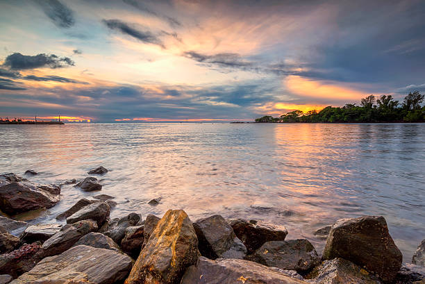 istock Wave hit the rock the water stone the exposure twilight 583710824