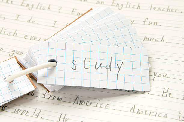 English education images, vocabulary notebook and pencil on notebook
