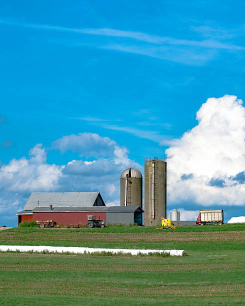 gospodarstwo mleczne na wzgórzu - pionowe - farm barn landscape ohio zdjęcia i obrazy z banku zdjęć