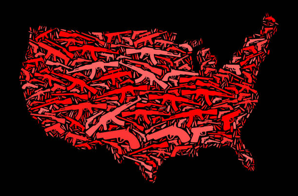 ilustrações de stock, clip art, desenhos animados e ícones de us map gun icon pattern background - rifle hunting shotgun gun