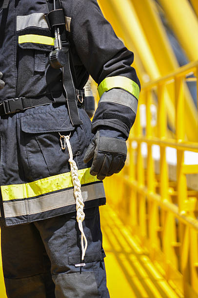 istock Fire fighter on oil and gas industry, successful firefighter 583718020
