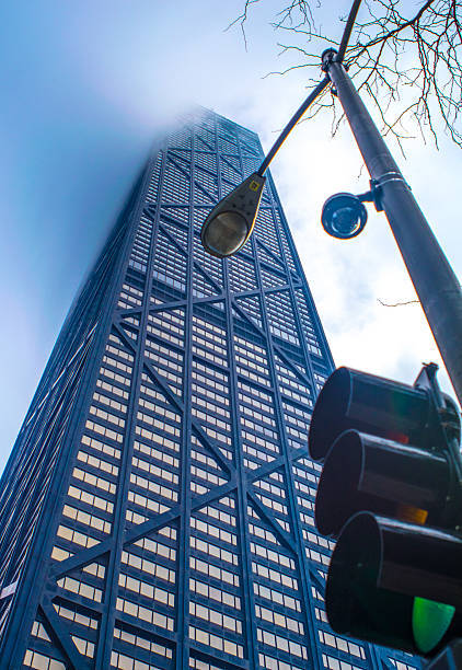 istock Hancock Bldg in Chicago with Traffic Light 583719120