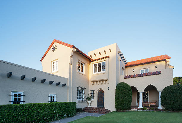 istock Modern mansion with an old view architecture and blue sky 583722190