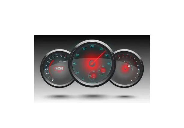 Vector illustration of Speedometer on a black background