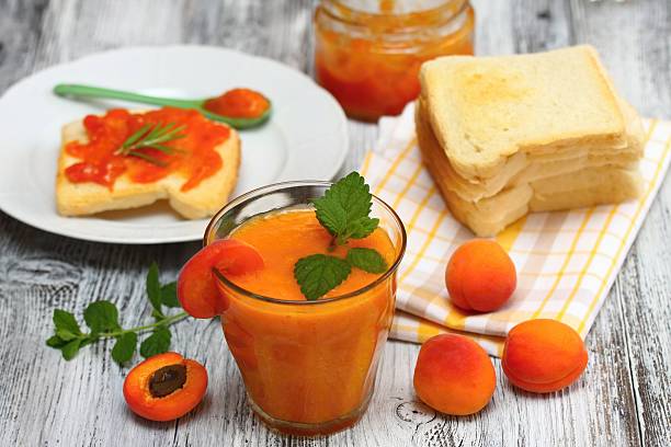 Fresh apricot  smoothie in glass
