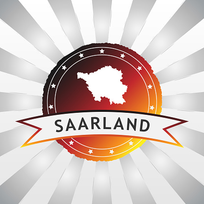 Shiny Black Red Gold Saarland badge with an German state. Germany concept image. Digitally created image. 