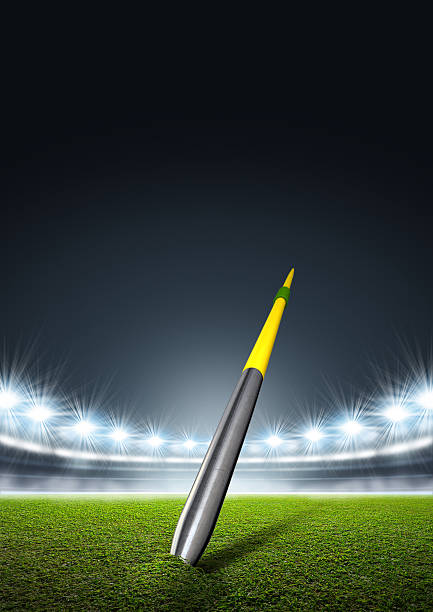 istock Javelin In Generic Floodlit Stadium 583728414