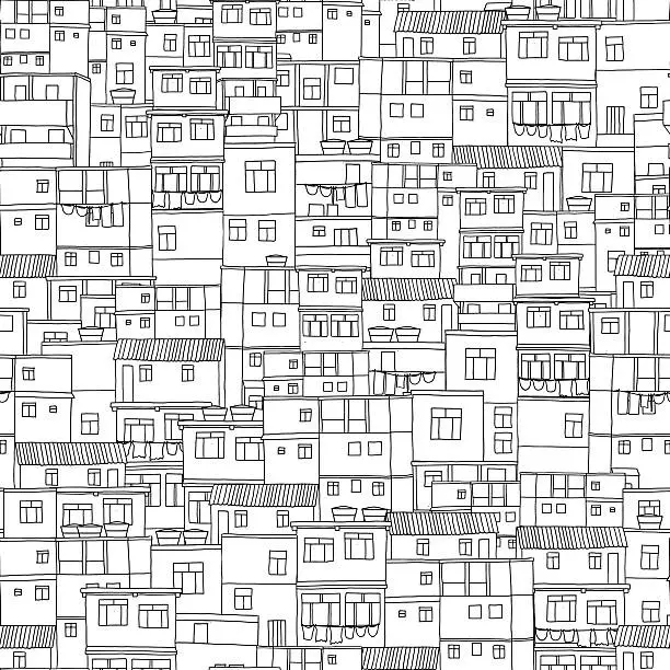 Vector illustration of Seamless pattern with little box houses