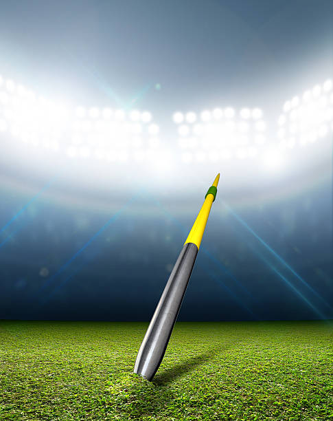 istock Javelin In Generic Floodlit Stadium 583731892