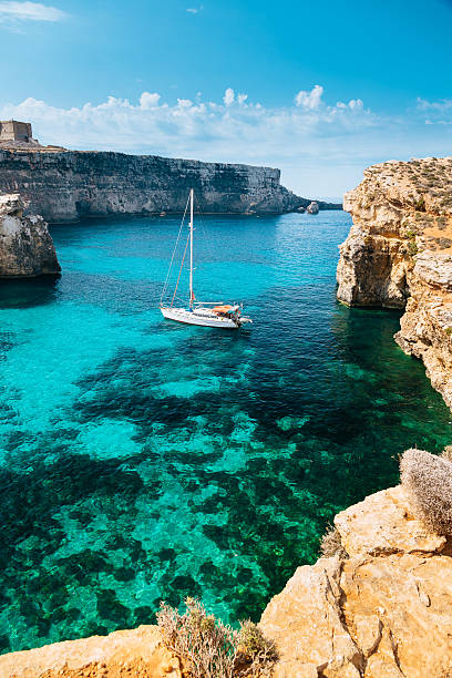 Crystal lagoon, Comino - Malta Crystal lagoon, Comino - Malta malta stock pictures, royalty-free photos & images