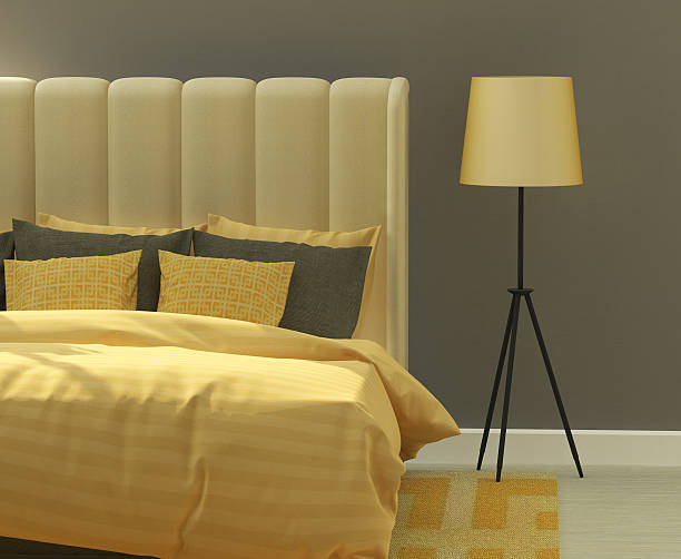 istock Yellow and gray bedroom 583734466