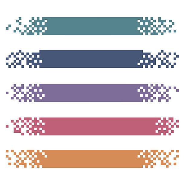 Set of colored modern pixel banners for headers Vector banners ready for your text or design pixellated stock illustrations