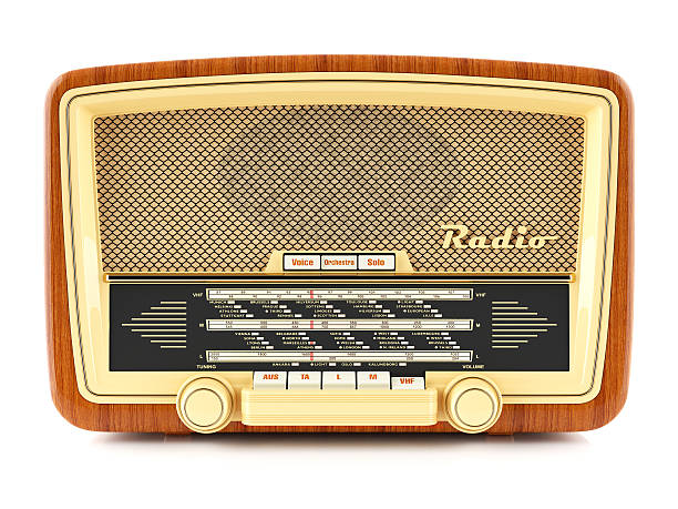tragbarer brauner retro-radioempfänger - vintage toning stock-fotos und bilder