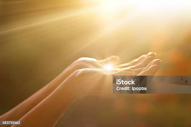 Respect And Praying On Nature Background Stock Photo - Download Image Now - Praying, Spirituality, Religion