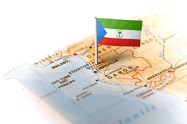 istock Equatorial Guinea pinned on the map with flag 583735916