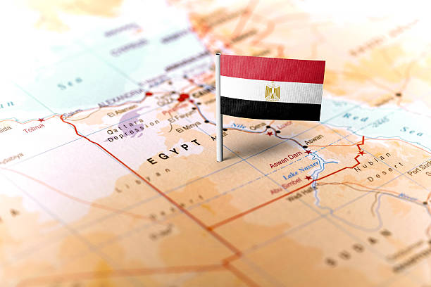 Egypt pinned on the map with flag The flag of Egypt pinned on the map. Horizontal orientation. Macro photography. egypt photos stock pictures, royalty-free photos & images