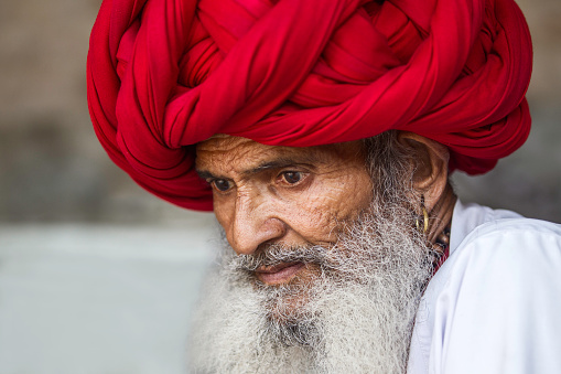 Portrait of senior Indian men from the village of Rajasthan, India