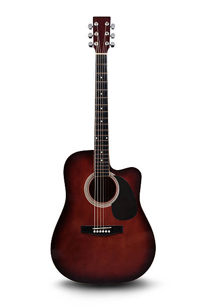 Acoustic guitar is isolated on the white