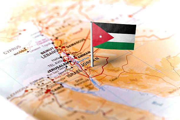 istock Jordan pinned on the map with flag 583796466