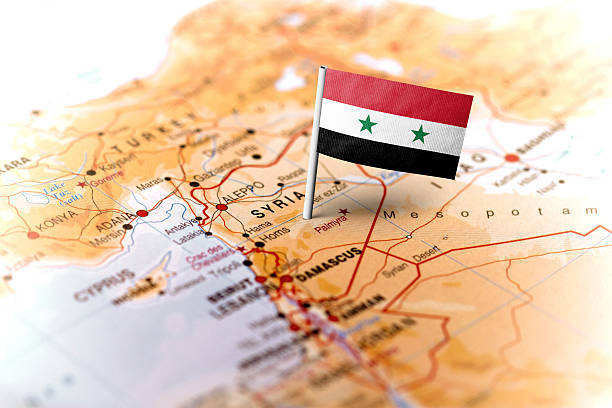 Syria pinned on the map with flag