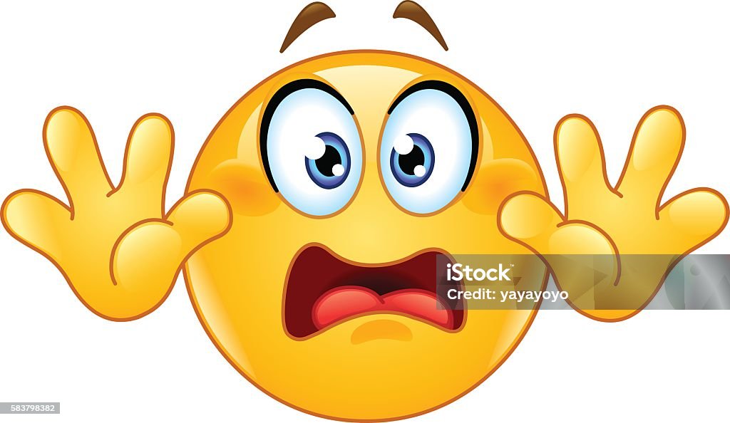 Surrender emoticon Emoticon with hands up. Showing don’t shoot or surrender or stop hand gesture. Emoticon stock vector