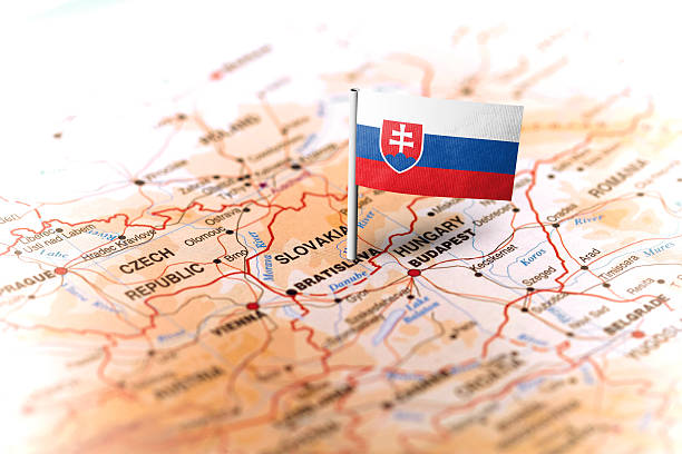 istock Slovakia pinned on the map with flag 583798950