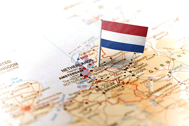 Netherlands pinned on the map with flag