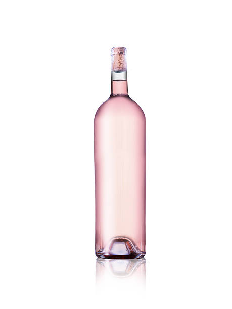 Bottle of rose wine isolated on white background
