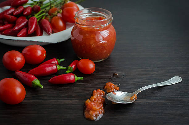 istock Home made ketchup in a jar 583800134