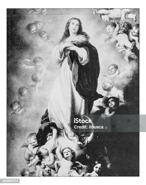 Antique Photograph Ofassumption Of Virgin By Bemurillo Stock Illustration - Download Image Now