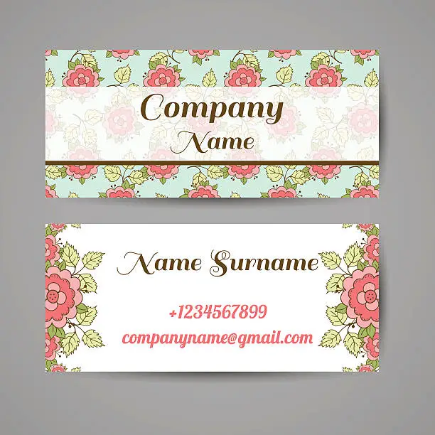 Vector illustration of Business_Card_With_Roses