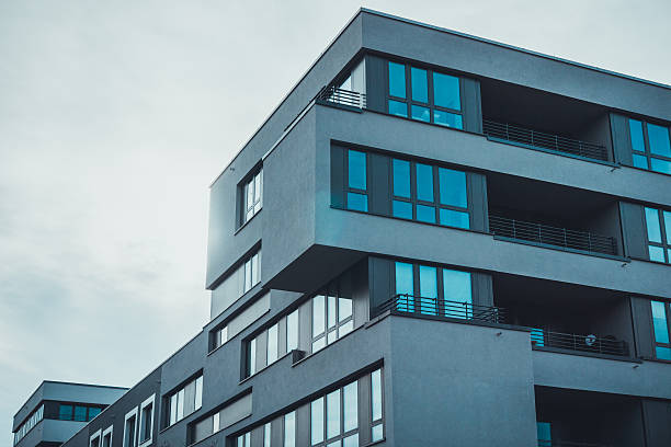 istock Low angle view on contemporary apartment 583805282