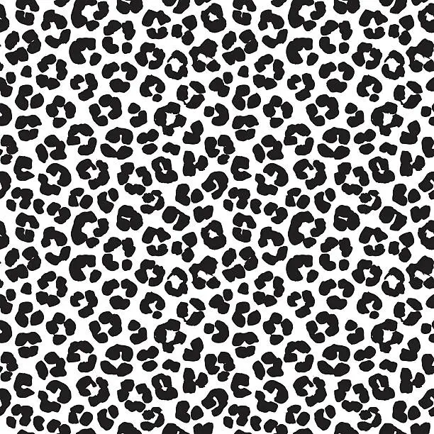 Vector illustration of Leopard print seamless background pattern. Black and white