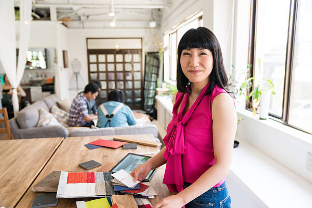 Female interior designer working in an architectural firm