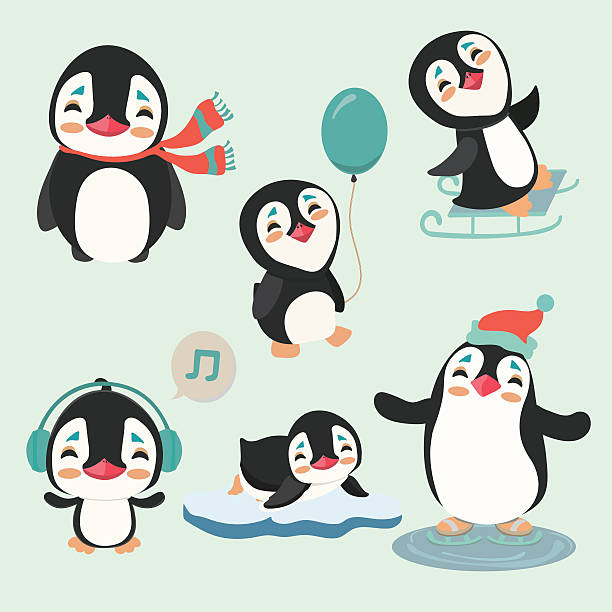 illustrations, cliparts, dessins animés et icônes de pingouins mignons. - winter olympic games