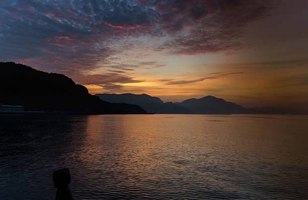 Dawn on boat. Ituski-nada Sea, Hiroshima , Japan