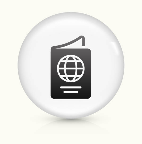 흰색 둥근 벡터 버튼의 여권 아이콘 - passport computer graphic digitally generated image white background stock illustrations