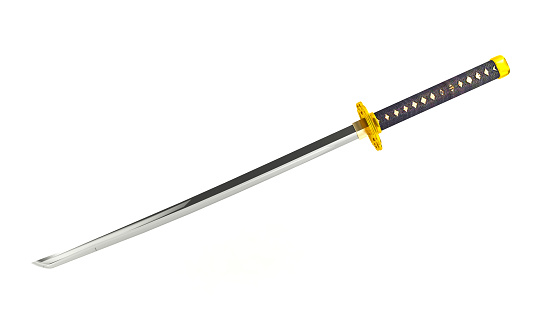 Japan Katana sword isolated on white background, 3D rendering
