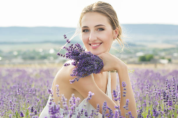 istock Happy girl in lavender field 583835932