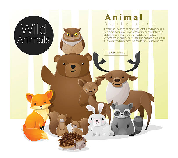 Cute animal family background with Wild animals Cute animal family background with Wild animals , vector , illustration background of a doe deer stock illustrations