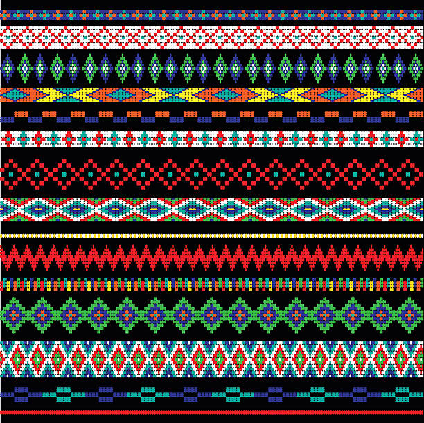 stockillustraties, clipart, cartoons en iconen met tribal bead stripes - kraal