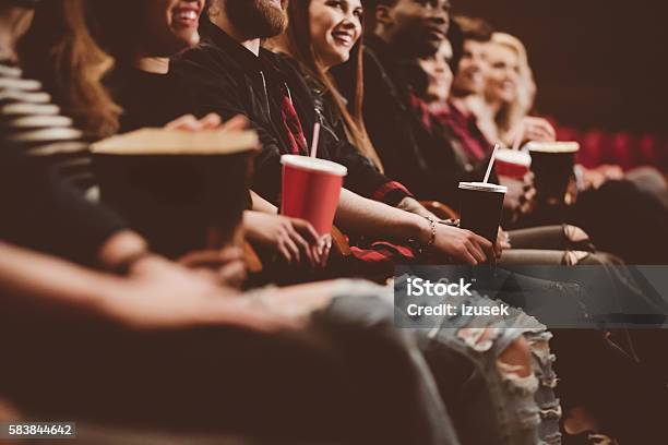 Group Of People In The Cinema Stock Photo - Download Image Now - Movie Theater, Popcorn, Movie