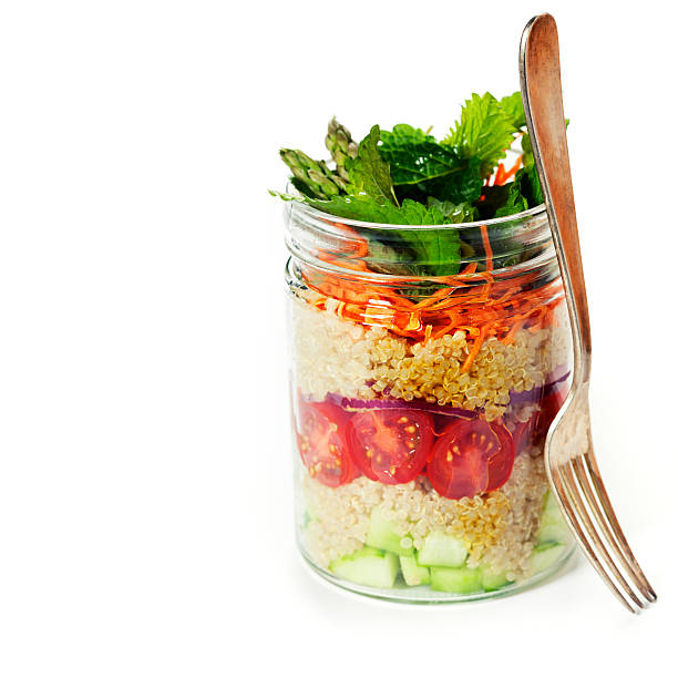 Cucumber, quinoa, tomato, onion, carrot and mint salad