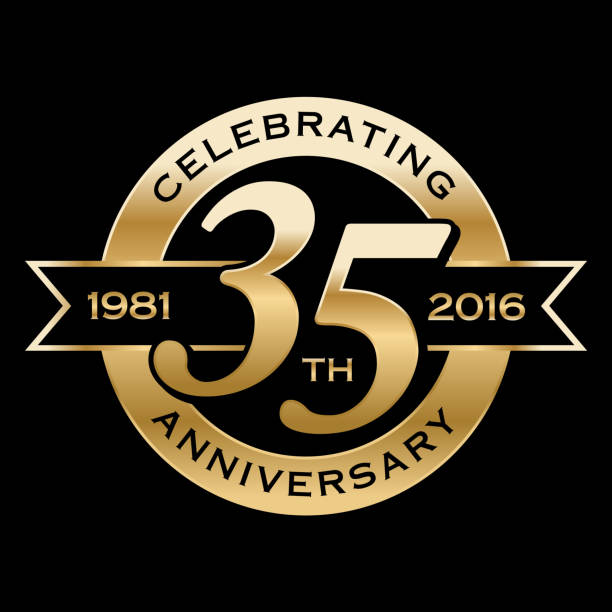 Celebrating 35th Year Anniversary 35th Year Anniversary Emblem. 35 39 years stock illustrations