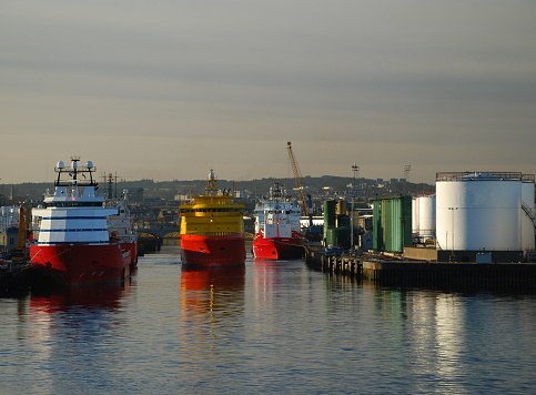 Oil Supply boats in Aberdeen harbour