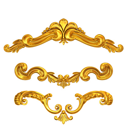 3d illustration set of an ancient gold on a white background