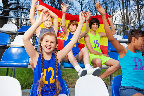 istock Spanish sport fans supporting their team 583850680