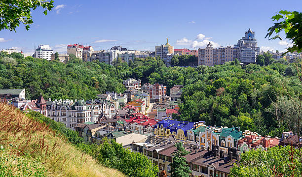 istock European town panorama. Colorful roofs 583852654