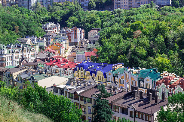 istock European town panorama. Colorful roofs 583853152